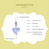 925 Silver Heart Love Bead Purple Bracelet Necklace CQC1816