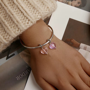 925 Silver Heart Love Bead Purple Bracelet Necklace CQC1816