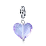 925 Silver Heart Love Bead Purple Bracelet Necklace CQC1816