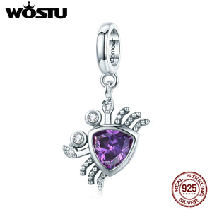 925 Silver Crab Bead Purple Pendant Jewelry