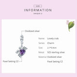 925 Silver Crab Bead Purple Pendant Jewelry
