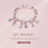 925 Silver Pink Ladybug Charm Pendant for Bracelet