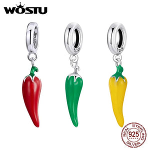 925 Silver Petite Peppers Bead Red Green Pendant For Women