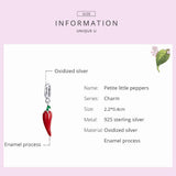 925 Silver Charm Petite Little Peppers Bead Red Pendant CTC461