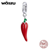 925 Silver Charm Petite Little Peppers Bead Red Pendant CTC461
