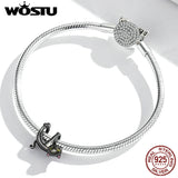 925 Silver Plated Witch Cat Pendant Charm Bead for DIY Jewelry