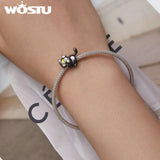 925 Silver Plated Witch Cat Pendant Charm Bead for DIY Jewelry