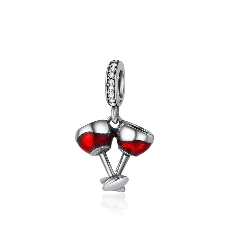 925 Silver Cherry Strawberry Charm Pendant for Bracelet Necklace DIY