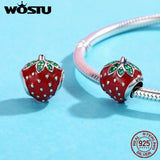 925 Silver Cherry Strawberry Charm Pendant for Bracelet Necklace DIY