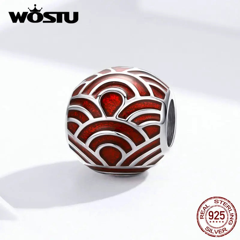 925 Silver Red Lantern Beads Lucky Charm Bracelet Pendant