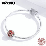 925 Silver Red Lantern Beads Lucky Charm Bracelet Pendant