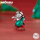 925 Silver Christmas Beads Lucky Animal Santa Snowman Gift Family