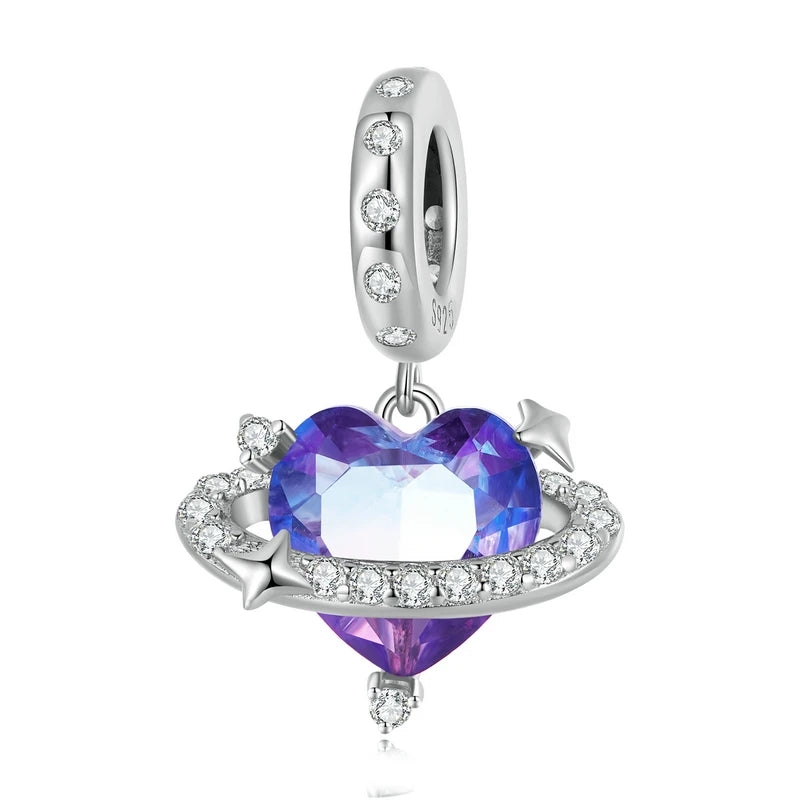 925 Silver Vintage Heart Charm Pendant for Women DIY Jewelry