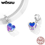 925 Silver Vintage Heart Charm Pendant for Women DIY Jewelry