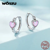 925 Silver Pink Opal Hoop Earrings & Clover Studs Set With CZ