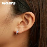 925 Silver Pink Opal Hoop Earrings & Clover Studs Set With CZ