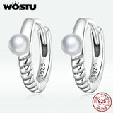 925 Silver Pearl Hoop Earrings Women FN621