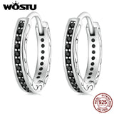 925 Silver Black Cz Hoop Earrings Wedding Party Jewelry Gift