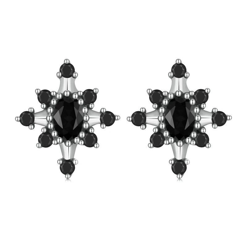 925 Silver Black Cz Hoop Earrings Wedding Party Jewelry Gift