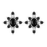 925 Silver Black Cz Hoop Earrings Wedding Party Jewelry Gift