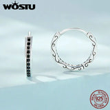925 Silver Black Cz Hoop Earrings Wedding Party Jewelry Gift