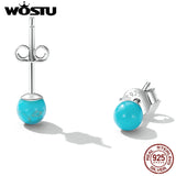 925 Silver Turquoise Stud Hoop Earrings Vintage Twist Wedding Jewelry