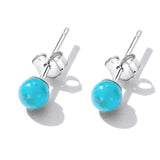 925 Silver Turquoise Stud Hoop Earrings Vintage Twist Wedding Jewelry