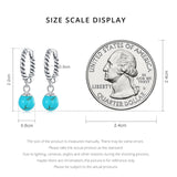 925 Silver Turquoise Stud Hoop Earrings Vintage Twist Wedding Jewelry