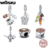 925 Sterling Silver Coffee Basketball Pendant