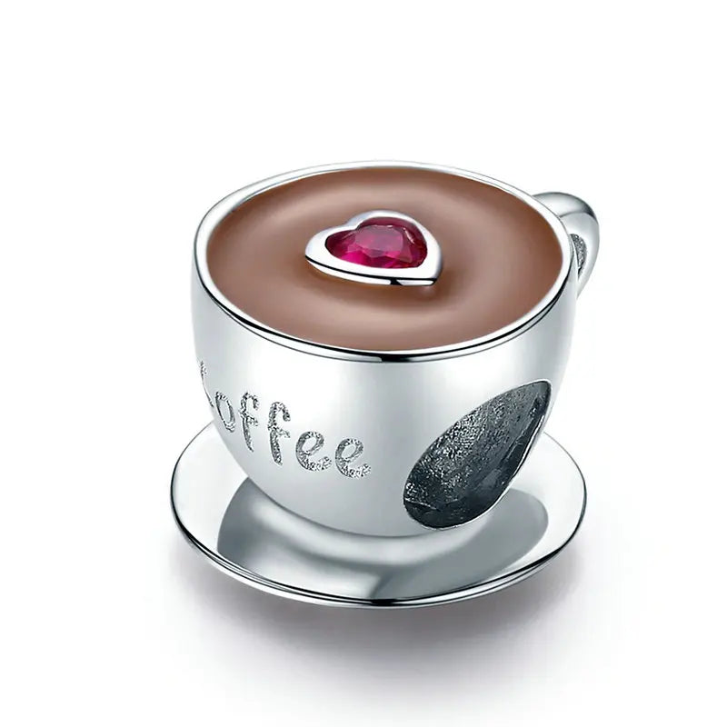 925 Sterling Silver Coffee Basketball Pendant