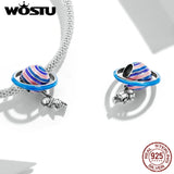 925 Silver Colored Planet Astronaut Bead For Charm Bracelets