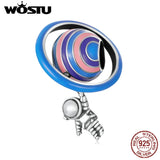 925 Silver Colored Planet Astronaut Bead For Charm Bracelets