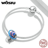 925 Silver Colored Planet Astronaut Bead For Charm Bracelets