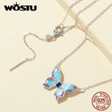 925 Sterling Silver Colorful Butterfly Charm Necklace Spring Jewelry Gift