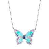 925 Sterling Silver Colorful Butterfly Charm Necklace Spring Jewelry Gift