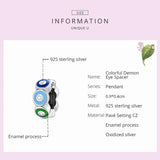 925 Silver Colorful Demon Eye Spacer Charm Bead Pendant CQC2129