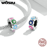 925 Silver Colorful Demon Eye Spacer Charm Bead Pendant CQC2129