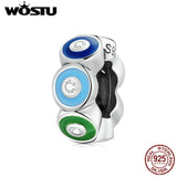 925 Silver Colorful Demon Eye Spacer Charm Bead Pendant CQC2129