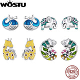 925 Silver Animal Stud Earrings Women Party Jewelry