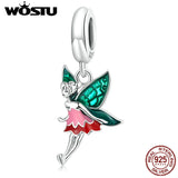 925 Silver Fairy Pendant Charms Rainbow Beads DIY Jewelry