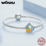 925 Sterling Silver Flower Charms Zircon Bird Beads for Bracelet DIY