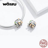 925 Silver Happy Elephant Beads Enamel Charms for Bracelet Pendant FNC095