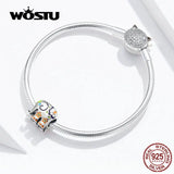 925 Silver Happy Elephant Beads Enamel Charms for Bracelet Pendant FNC095