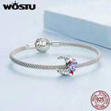 925 Silver Colorful Heart Skull Lady Moonlight Flower Bead Bracelet DIY