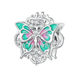 925 Silver Colorful Heart Skull Lady Moonlight Flower Bead Bracelet DIY