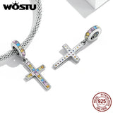925 Silver Hourse Charms Cross Beads Women Bracelet Necklace Jewelry Gift