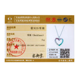 925 Silver Heart Necklace Rainbow Zircon Long Chain for Women