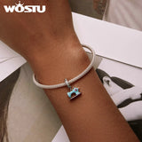 925 Silver Colorful Sewing Machine Charm Bead Pendant for Bracelet Necklace
