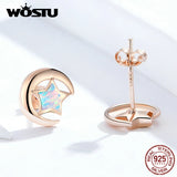 925 Silver Opal Star Stud Earrings Wedding Jewelry
