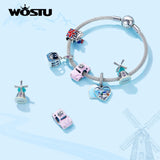 925 Silver Colorful Travel Charm Journey Pendant for Bracelet Necklace